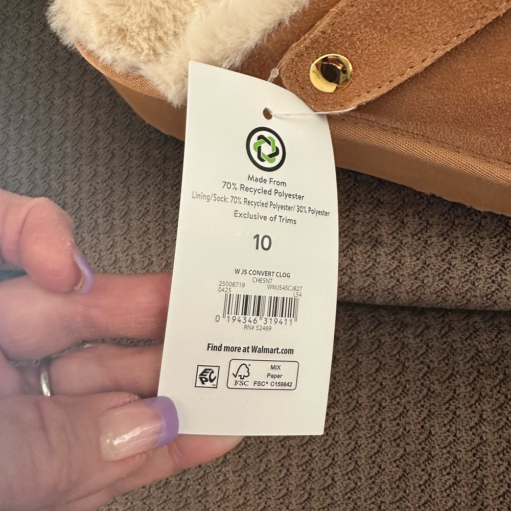 NWTS Joyspun Faux Suede Platform Clogs with Faux Fur Lining Sz 9,10,11 - Picture 7 of 8